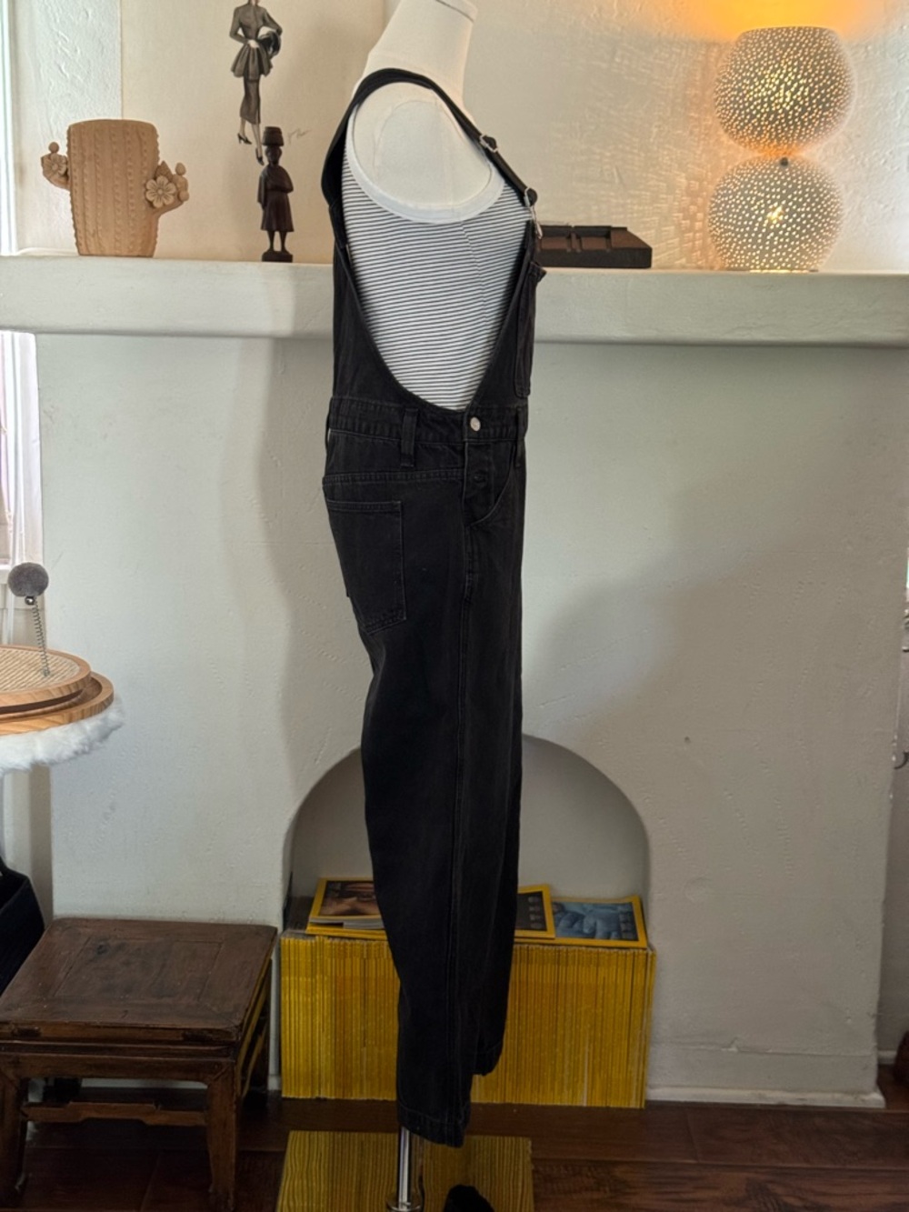 Madewell Washed Black Denim Overalls Small Straight Leg Minimal Workwear - Picture 2 of 7